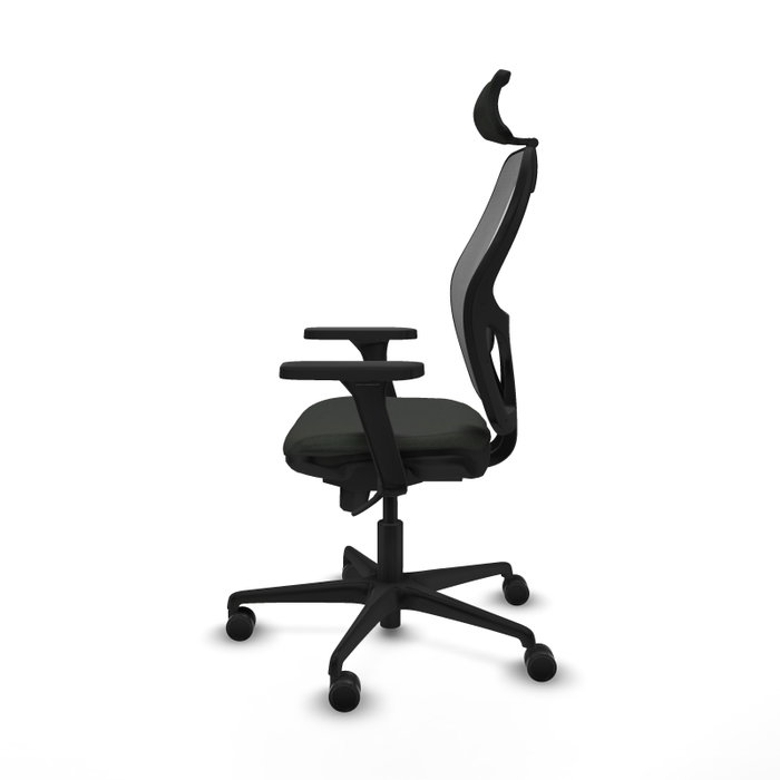 PIQUERAS Y CRESPO Silla de oficina Jorquera con mecanismo Sincro, tela negra y malla gris PIQUERAS Y CRESPO Silla de oficina Jorquera con mecanismo Sincro, tela negra y malla gris