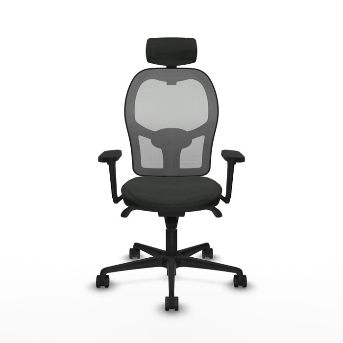 PIQUERAS Y CRESPO Silla de oficina Jorquera con mecanismo Sincro, tela negra y malla gris PIQUERAS Y CRESPO Silla de oficina Jorquera con mecanismo Sincro, tela negra y malla gris