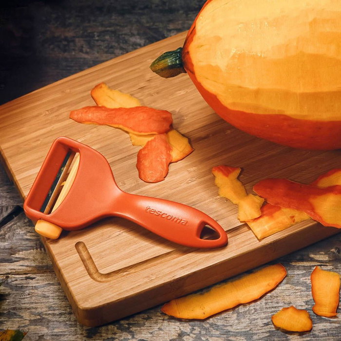 Tescoma Pelador Presto Expert Ajustable para Calabaza con Cuchilla de Acero Inoxidable y Tapa Protectora