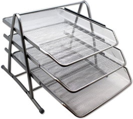 POESSA Bandeja Triple de Rejilla Cromada 35x30x24,5cm