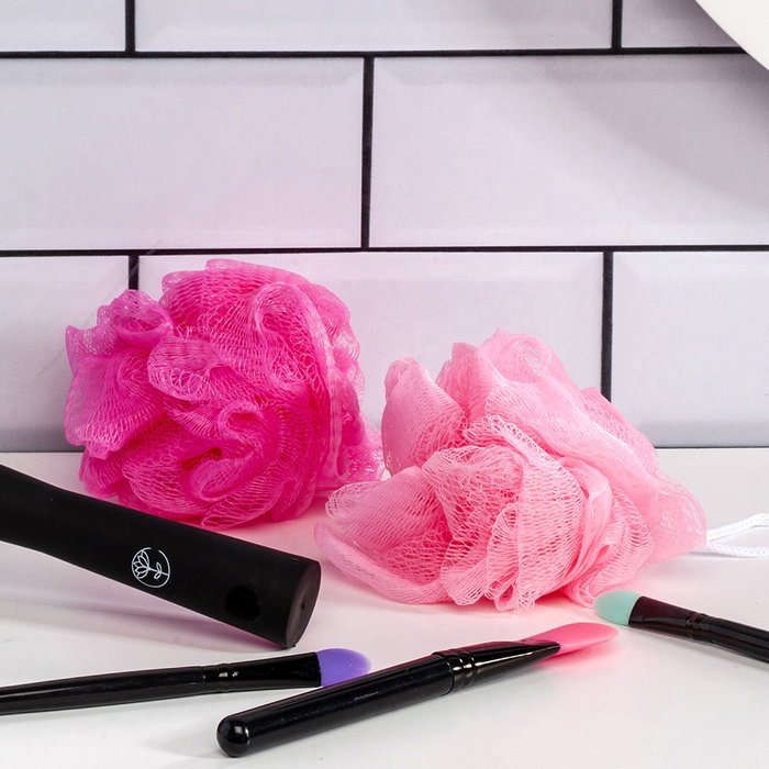 Cosmetic Club Juego 3 Esponjas Flor Ducha Cosmetic Club Gris Rosa Blanco Negro Fucsia