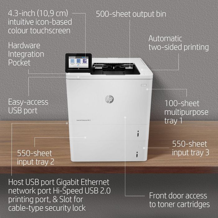 HP LaserJet Enterprise M612dn Impresora Láser con JetIntelligence, Rendimiento, Eficiencia Energética y Seguridad Avanzada
