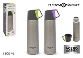 Thermosport - Termo de Acero Inoxidable para Mate, 500 ml, Color Mate, Incluye Taza (8 Unidades)