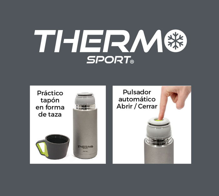 Thermosport - Termo de Acero Inoxidable para Mate, 500 ml, Color Mate, Incluye Taza (8 Unidades)