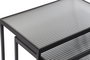 DKD Home Decor Mesita Auxiliar Loft Negra Metal Cristal 36.5 x 53.5 x 58 cm Set de 3