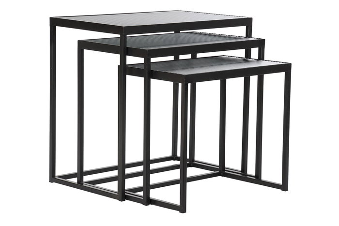 DKD Home Decor Mesita Auxiliar Loft Negra Metal Cristal 36.5 x 53.5 x 58 cm Set de 3 DKD Home Decor Mesita Auxiliar Loft Negra Metal Cristal 36.5 x 53.5 x 58 cm Set de 3