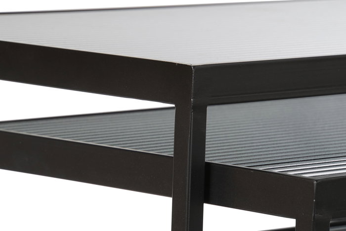 DKD Home Decor Mesita Auxiliar Loft Negra Metal Cristal 36.5 x 53.5 x 58 cm Set de 3 DKD Home Decor Mesita Auxiliar Loft Negra Metal Cristal 36.5 x 53.5 x 58 cm Set de 3