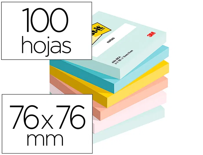 Post-it Bloc de Notas Adhesivas Beachside 76x76 mm 100 Hojas PEFC Pack 6 Unidades Surtidos Post-it Bloc de Notas Adhesivas Beachside 76x76 mm 100 Hojas PEFC Pack 6 Unidades Surtidos