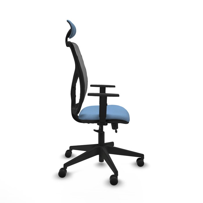 PIQUERAS Y CRESPO Silla de oficina Motilla con mecanismo Sincro/Traslack, Azul cielo/Gris