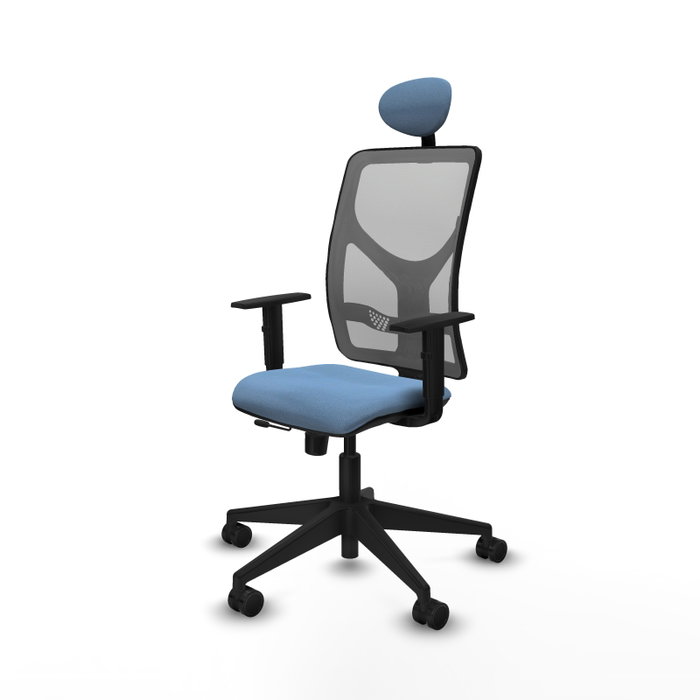 PIQUERAS Y CRESPO Silla de oficina Motilla con mecanismo Sincro/Traslack, Azul cielo/Gris