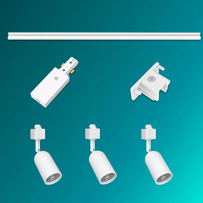 Philips Sistema de Riel Easylink con 3 Focos Shea, GU10, Blanco, 5W por Foco, Incluye Riel de 1m, Fuente de Alimentación y Cabezal Ajustable, Compatible con Bombillas LED