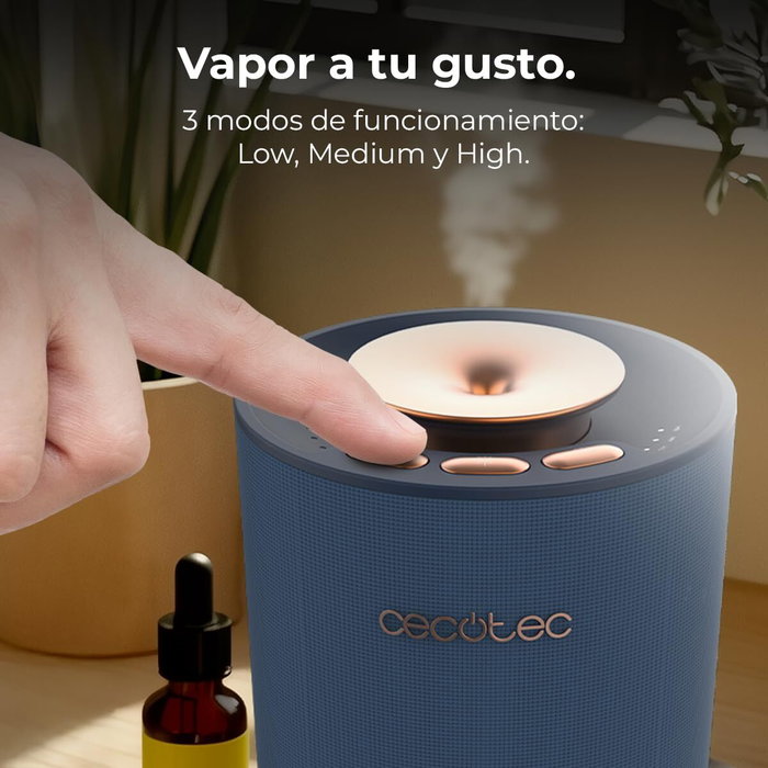 Cecotec Humidificador PureAroma 3000 10L Azul, 10W, Bluetooth, LED, Aromaterapia, Altavoz