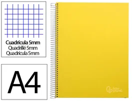 Liderpapel Cuaderno Espiral A4 Micro Jolly Tapa Forrada Amarillo 140 Hojas 75g Cuadro 5mm