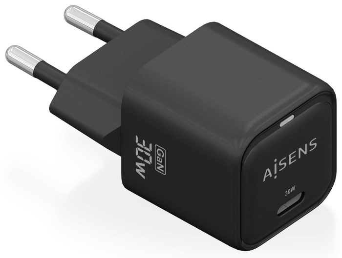 Aisens Cargador GaN 30W USB-C Negro ASCH-30W1P019-BK
