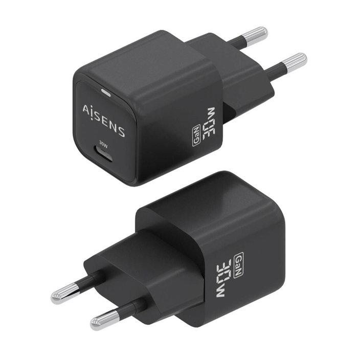 Aisens Cargador GaN 30W USB-C Negro ASCH-30W1P019-BK