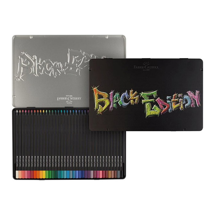 FABER-CASTELL Black Edition Lápices de Colores con Estuche Metálico, 36 unidades