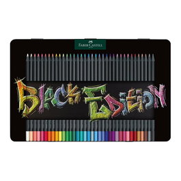 FABER-CASTELL Black Edition Lápices de Colores con Estuche Metálico, 36 unidades