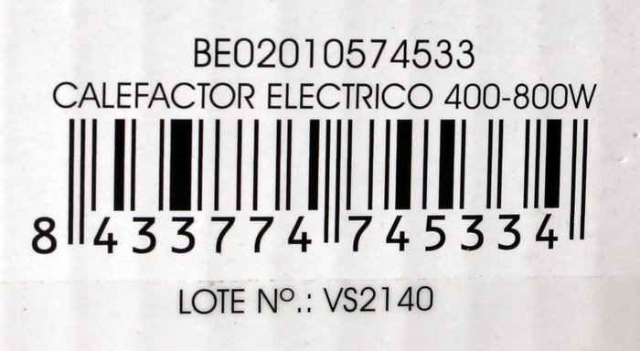 Basic Home Calefactor Eléctrico 400-800W 8 cm x 36 cm x 25 cm (4 Unidades)