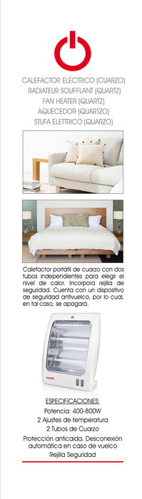 Basic Home Calefactor Eléctrico 400-800W 8 cm x 36 cm x 25 cm (4 Unidades)