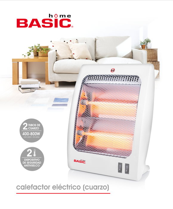 Basic Home Calefactor Eléctrico 400-800W 8 cm x 36 cm x 25 cm (4 Unidades)