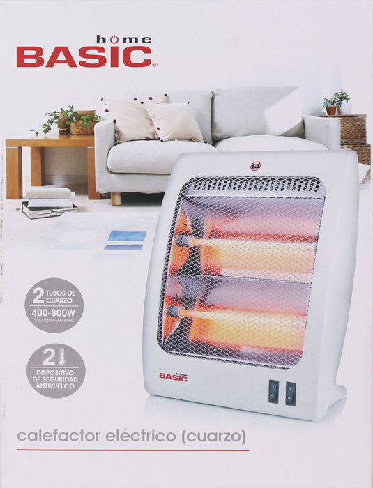 Basic Home Calefactor Eléctrico 400-800W 8 cm x 36 cm x 25 cm (4 Unidades)