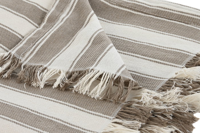 DKD Home Decor Manta Beige Crudo 250 x 150 cm Algodon reciclado Poliester Hecho a mano DKD Home Decor Manta Beige Crudo 250 x 150 cm Algodon reciclado Poliester Hecho a mano