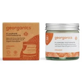 GEORGANICS Dentifrico Fluor Naranja 60ml con Flúor para Remineralizar el Esmalte y Prevenir la Caries Dental