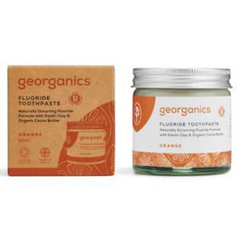 GEORGANICS Dentifrico Fluor Naranja 60ml con Flúor para Remineralizar el Esmalte y Prevenir la Caries Dental