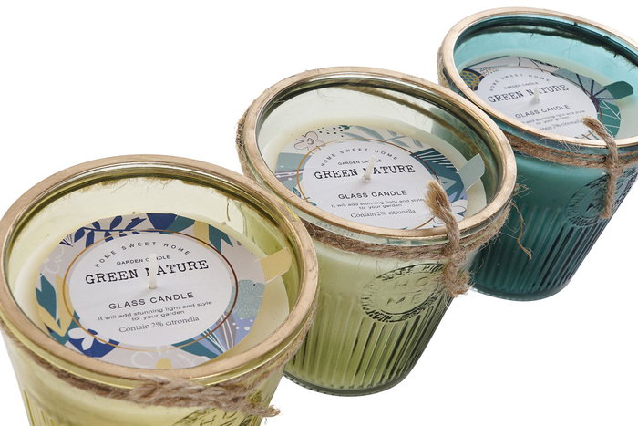 DKD Home Decor Vela Terraza Y Jardin Verde 11 x 11 x 11 cm (6 Unidades)