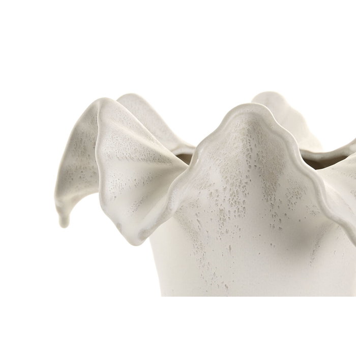 DKD Home Decor Jarrón de Cerámica Ondulado Blanco 26x26x33 cm