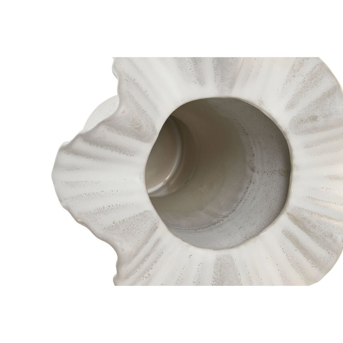DKD Home Decor Jarrón de Cerámica Ondulado Blanco 26x26x33 cm