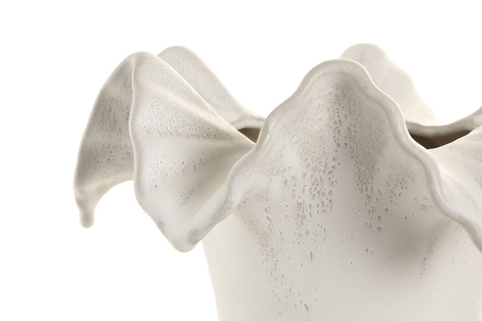 DKD Home Decor Jarrón de Cerámica Ondulado Blanco 26x26x33 cm