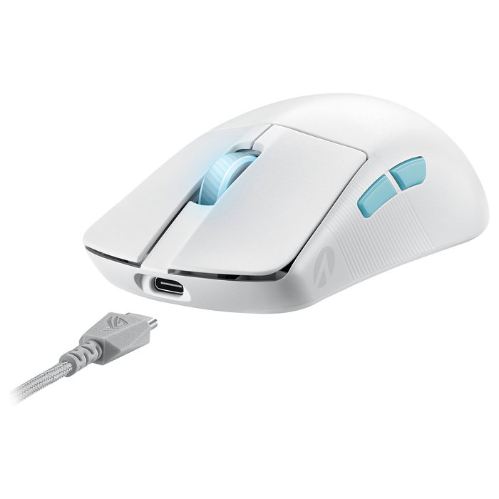 ASUS ROG Harpe Ace Aim Lab Edition Ratón Gaming Inalámbrico Ambidiestro Blanco, 36000 DPI, Opto-Mecánico, Conexión RF/Bluetooth/USB-C