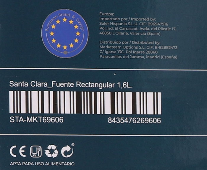 Sta Fuente Rectangular de Horno Borosilicato 1.6L 20 x 5 x 28 cm (2 Unidades)