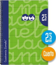 LAMELA Cuaderno Espiral Cuadrovia 4º 80H 70G 2,5mm Verde Extradura