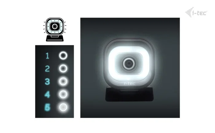 I-Tec SOLOMON 700 STREAM 4K Webcam con anillo de luz LED