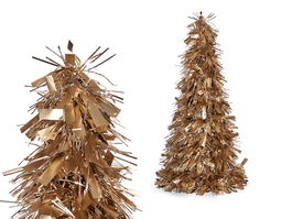 Krist+ Árbol Espumillón Mate Oro 45.5 cm de Alto x 27 cm de Ancho x 27 cm de Largo (Set de 12)