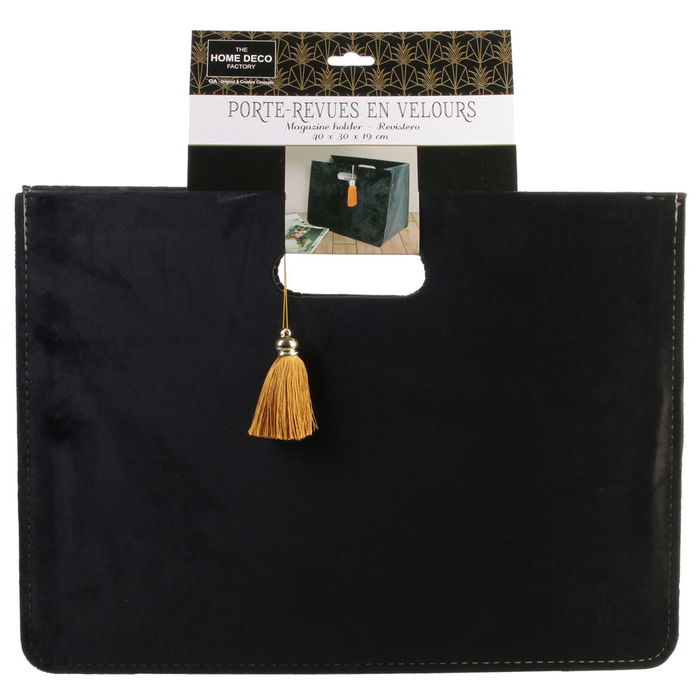 Home Deco Factory Revistero Negro Plegable Terciopelo 30x19x40 cm