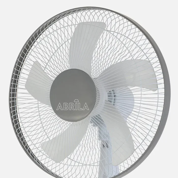 Fabrilamp BELMONTE - Ventilador de pie blanco/gris, 45W, 5 aspas, 3 velocidades, orientable y rotatorio, altura regulable