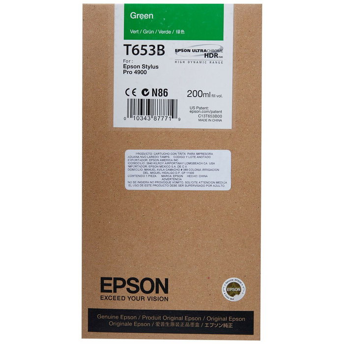 Epson T653B Cartucho de Tinta Verde 200 ml para Stylus Pro 4900 Epson T653B Cartucho de Tinta Verde 200 ml para Stylus Pro 4900