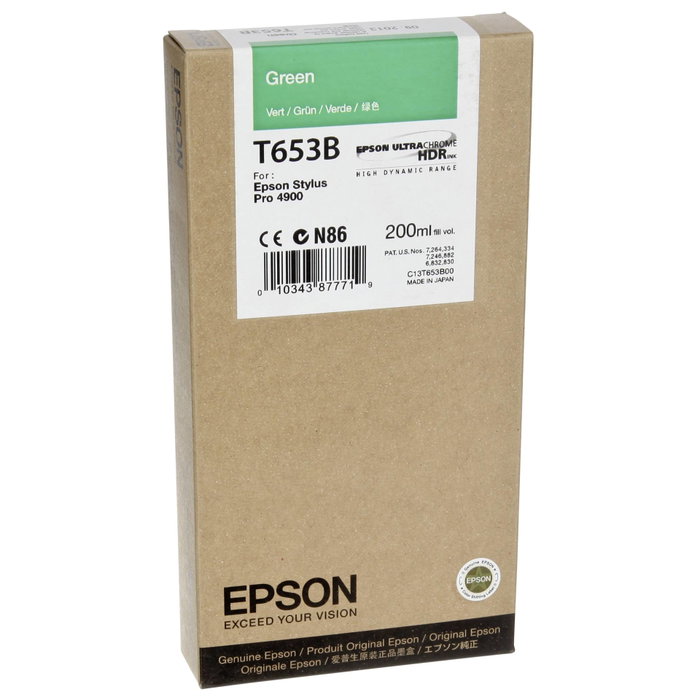 Epson T653B Cartucho de Tinta Verde 200 ml para Stylus Pro 4900 Epson T653B Cartucho de Tinta Verde 200 ml para Stylus Pro 4900