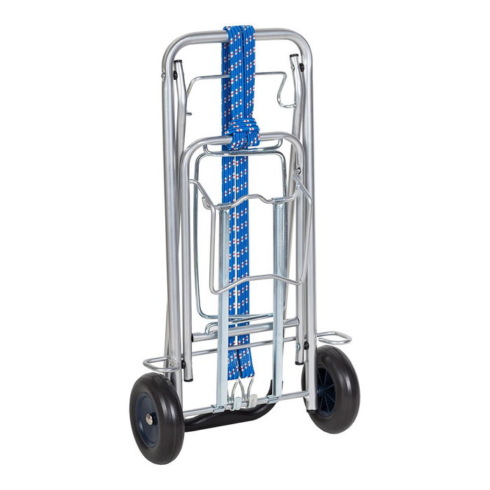 Devesa Carro Multiusos Plegable de Acero con Carga Máxima 40 kg, Gris-Plata, Medidas 35x54 cm Cerrado, con Alas Laterales y Goma Elástica