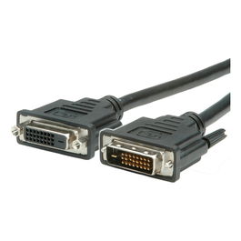 VALUE Cable de Extensión DVI-D 2 m, DVI-D Macho a Hembra, Negro, Doble Enlace, 11995563