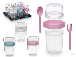 Leknes Recipiente Plástico para Cubiertos 1100ml Surtidos Colores 12.5x18x10.2cm (Set de 18)