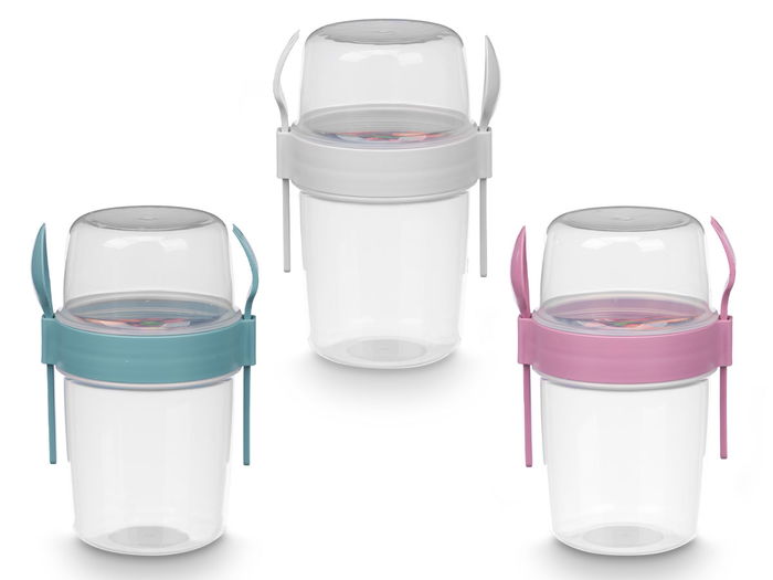 Leknes Recipiente Plástico para Cubiertos 1100ml Surtidos Colores 12.5x18x10.2cm (Set de 18)