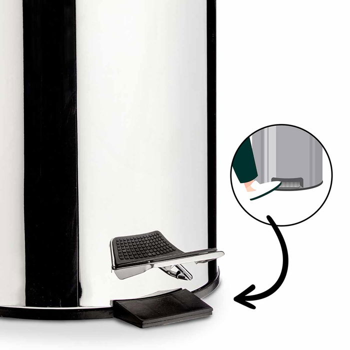 Berilo Papelera 3L Acero Inoxidable Con Pedal 23x25x17cm Plata (Set de 6)