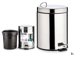 Berilo Papelera 3L Acero Inoxidable Con Pedal 23x25x17cm Plata (Set de 6)