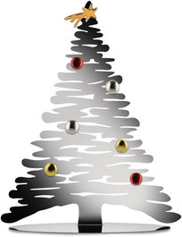 Alessi BM06 Árbol de Navidad de Acero Inoxidable 18/10 para Decoración Navideña con Imanes, Pulido, Blanco o Rojo