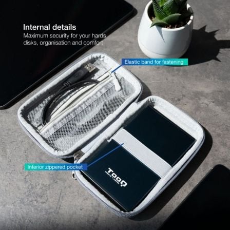Tooq Funda para Disco Externo 2.5" TQBC-E2503G Gris Rígida con Correa y Malla Organizadora