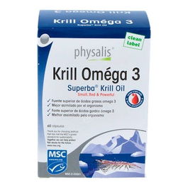 PHYSALIS Krill Omega 3 60 Cápsulas con EPA y DHA, Aceite de Krill Rico en Fosfolípidos y Astaxantina